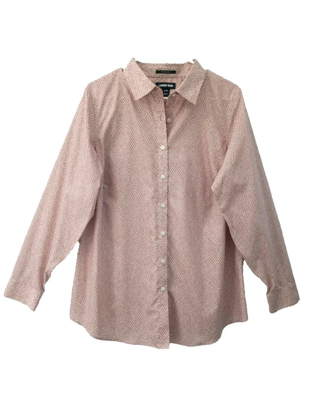 Lands' End Women's Shirt No Iron Supima Cotton Button Up Dusty Rose Blouse - 16W